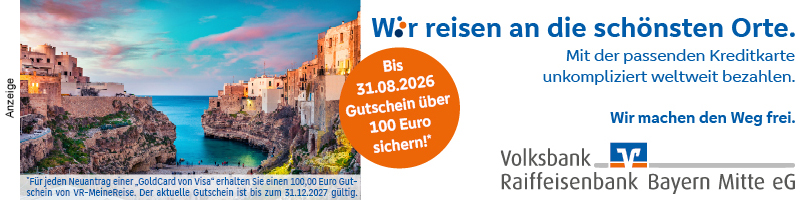 Mit der Kreditkarte der VR Bank Bayern Mitte unkompliziert weltweit bezahlen.